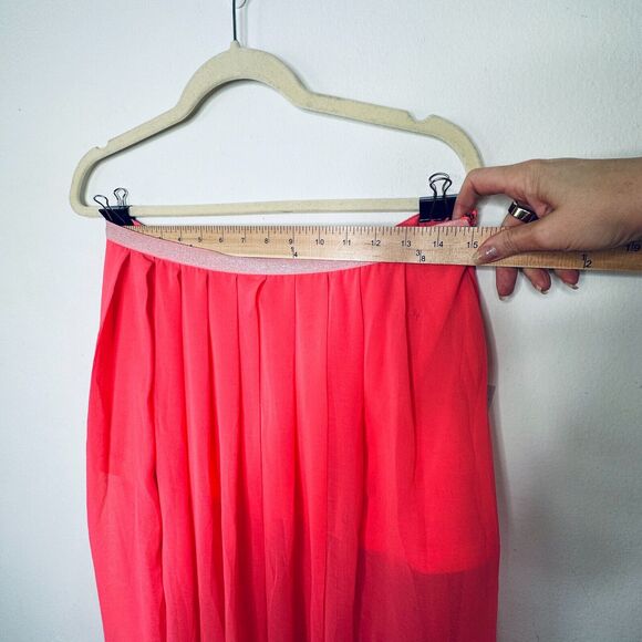 Love Riche Pink Flowy Sheer Maxi Attached Short Slip Silver Shimmer Waist L - Picture 11 of 12